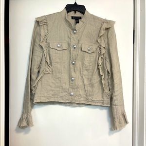 INC 100% linen ruffly jacket. NWOT, flawless!